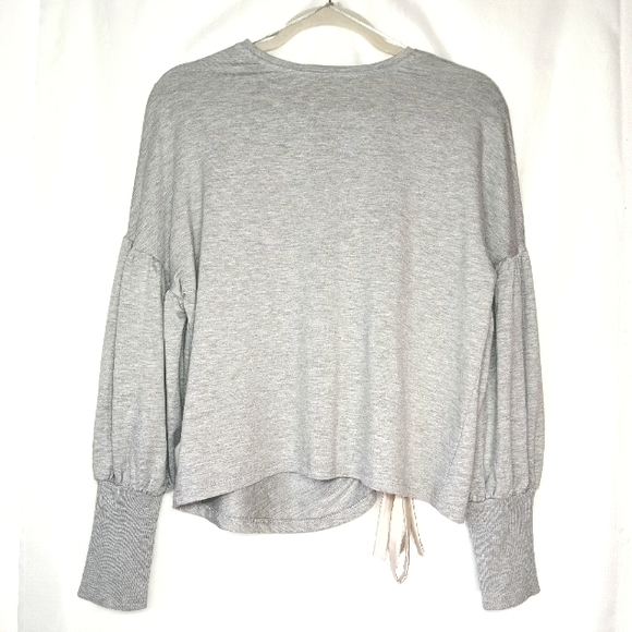 🎁 Zara Crew neck Sweater Drop Pleated Sleeves w/  Eccentric Drawstring Cut-out. - Picture 2 of 10